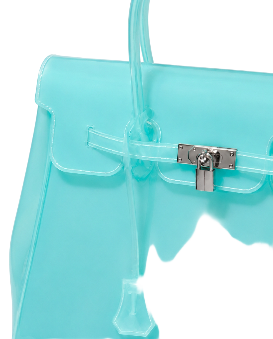 Aqua jelly Firkin handbag detail
