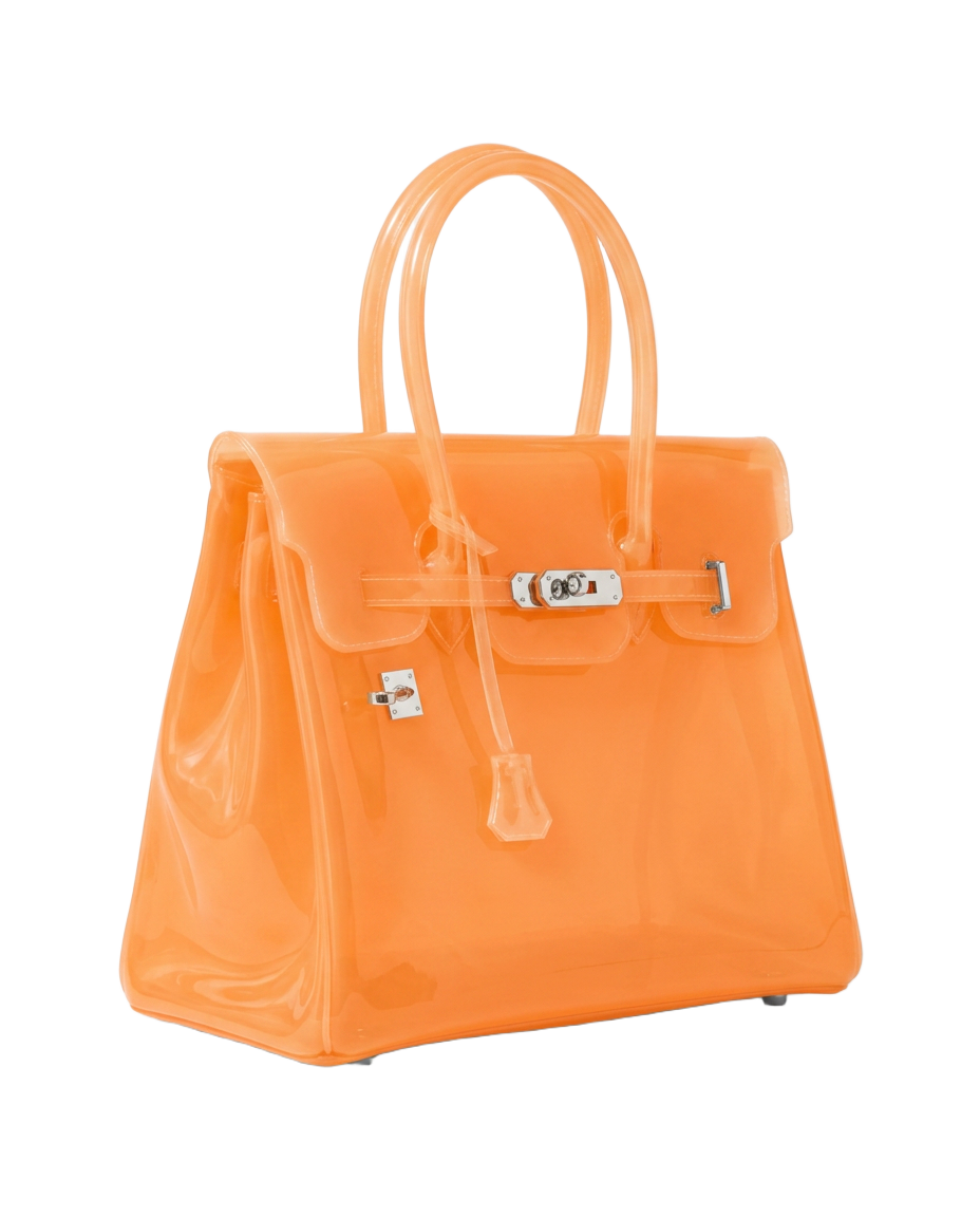 Tangerine jelly Firkin handbag detail