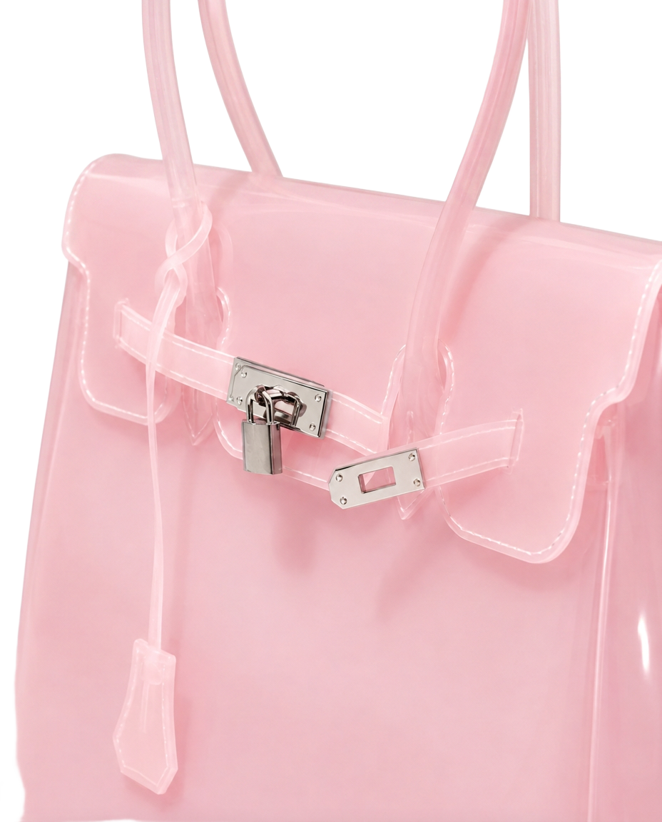 Soft Pink jelly Firkin handbag detail